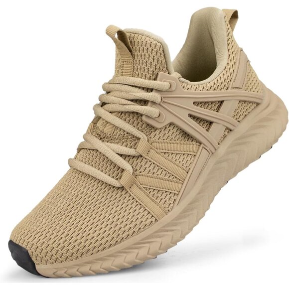 Women's Khaki Slip On Lightweight Casual Walking Tennis Sneakers for Gym Shoes - Picture 1 of 5